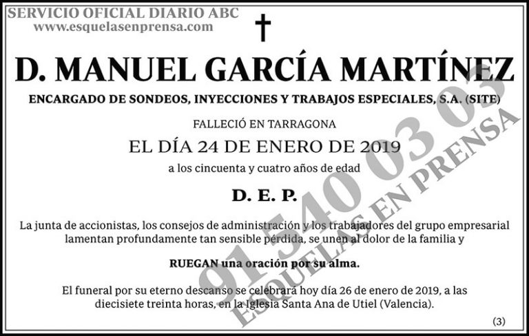 Manuel Garc A Mart Nez Esquelas Abc