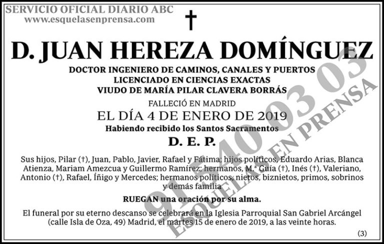 Juan Hereza Domínguez ESQUELAS ABC