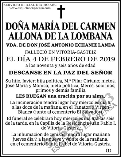 María del Carmen Allona de la Lombana