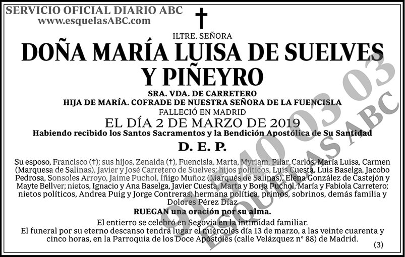 María Luisa de Suelves y Piñeyro