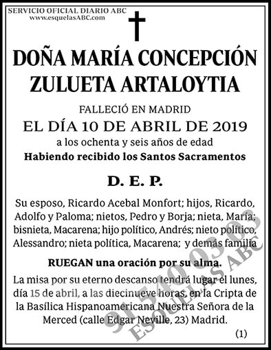 María Concepción Zulueta Artaloytia