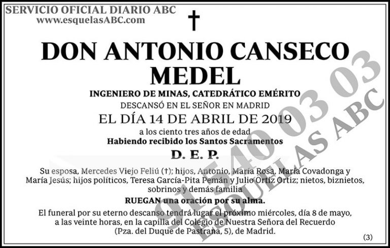 Antonio Canseco Medel | ESQUELAS ABC