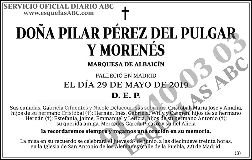 Pilar Pérez del Pulgar y Morenés