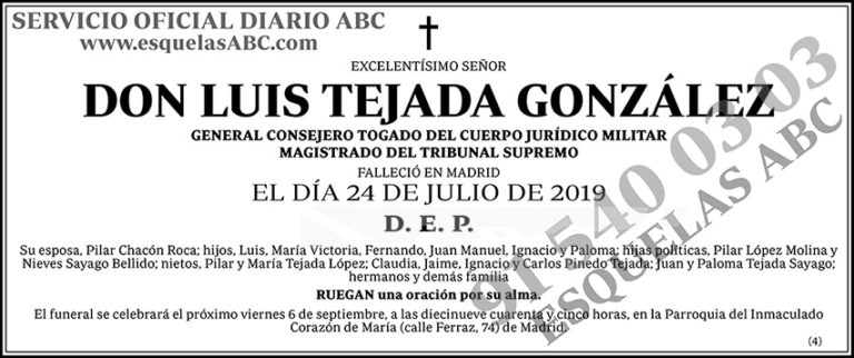 Luis Tejada González | ESQUELAS ABC