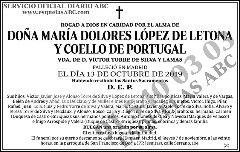 María Dolores López de Letona y Coello de Portugal