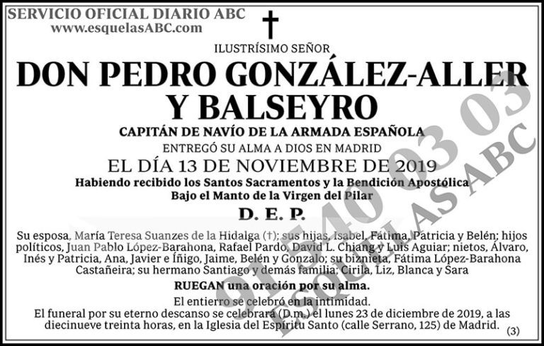 Pedro González-Aller y Balseyro | ESQUELAS ABC